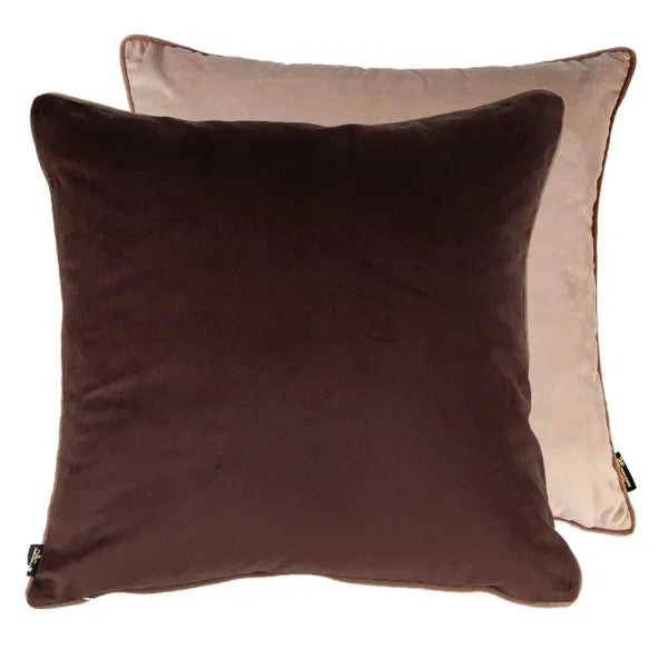 Double Sided Velvet Cushion in Chocolate/Taupe by The Nook