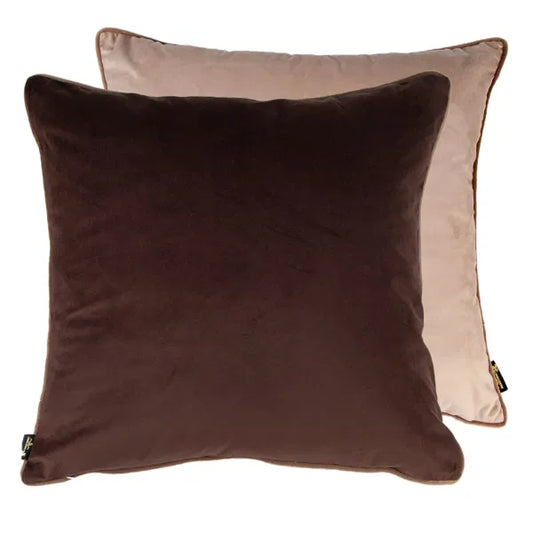 Double Sided Velvet Cushion in Chocolate/Taupe by The Nook