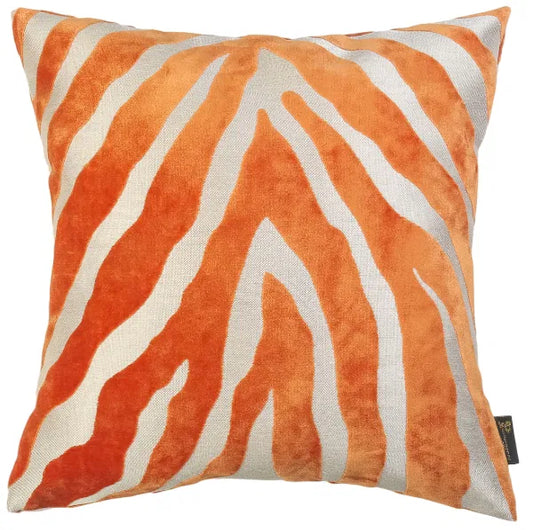 Paul Moneypenny Zebedeedoda Orange Cut Velvet Cushion by The Nook