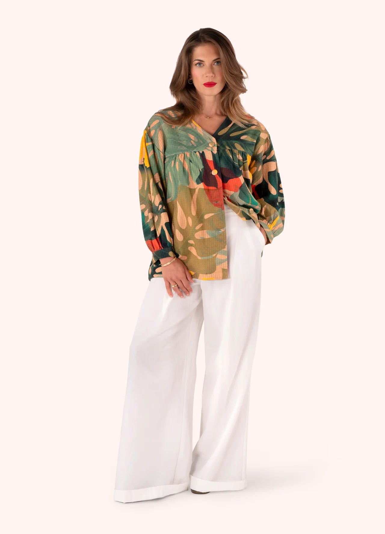 Exotic Leaves Cotton Jacket by The Nook