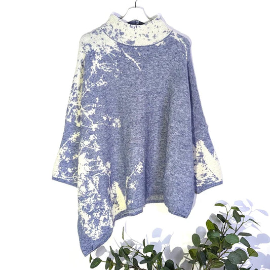 Asymmetric Turtle Neck Jumper with Abstract Pattern by The Nook