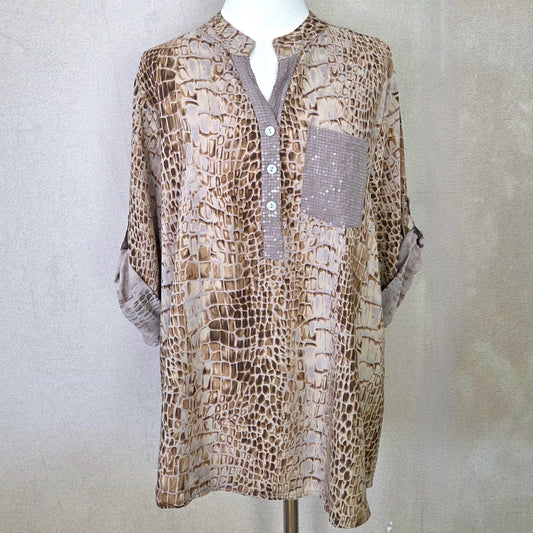 Jumbo Snake Print shirt with sequin pocket by The Nook