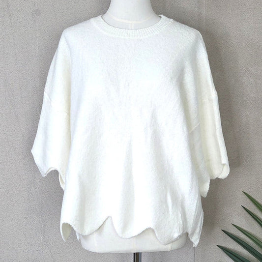 Scalloped Edge Jumper - White by The Nook
