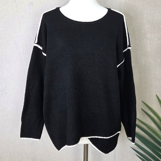 Piped Edge Jumper with Cross Over - Black by The Nook