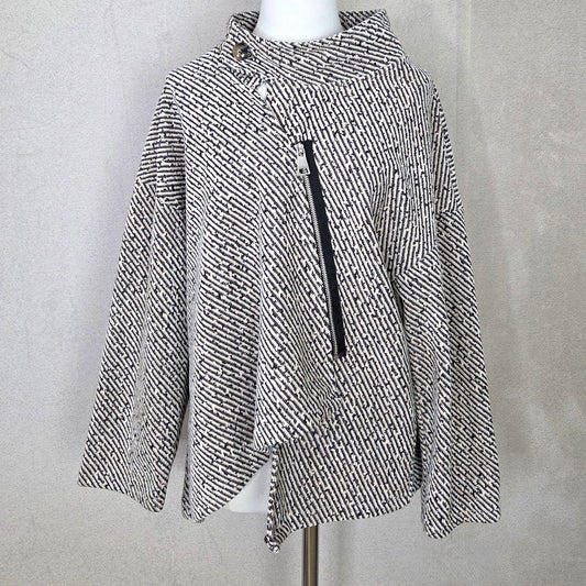 Lurex mix soft and comfy jacket with asymmetric zip and button collar - The Nook