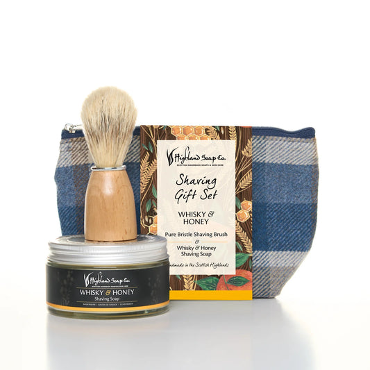 Whisky and Honey wash bag and shaving kit by The Highland Soap Co.