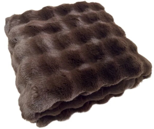 Soft Bubble Throw in Faux Rabbit in Chocolate by The Nook