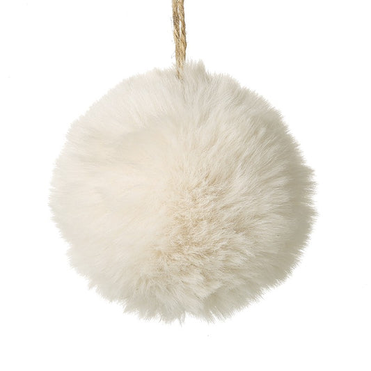 HANGING WHITE FUR POM POM (Large)
