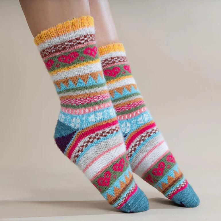 Multi Coloured Wool Blend socks size 4-7 - The Nook