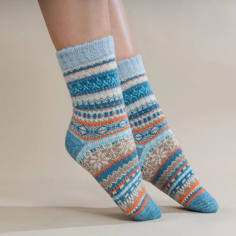Fawn and Blue nordic socks size 4-7 - The Nook