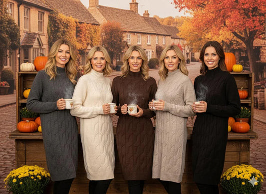 Cable Soft Touch Knitted Dress - Chocolate Brown - The Nook