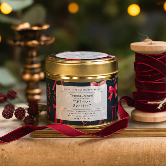 Winter Berries Candle in a Matte Gold Tin