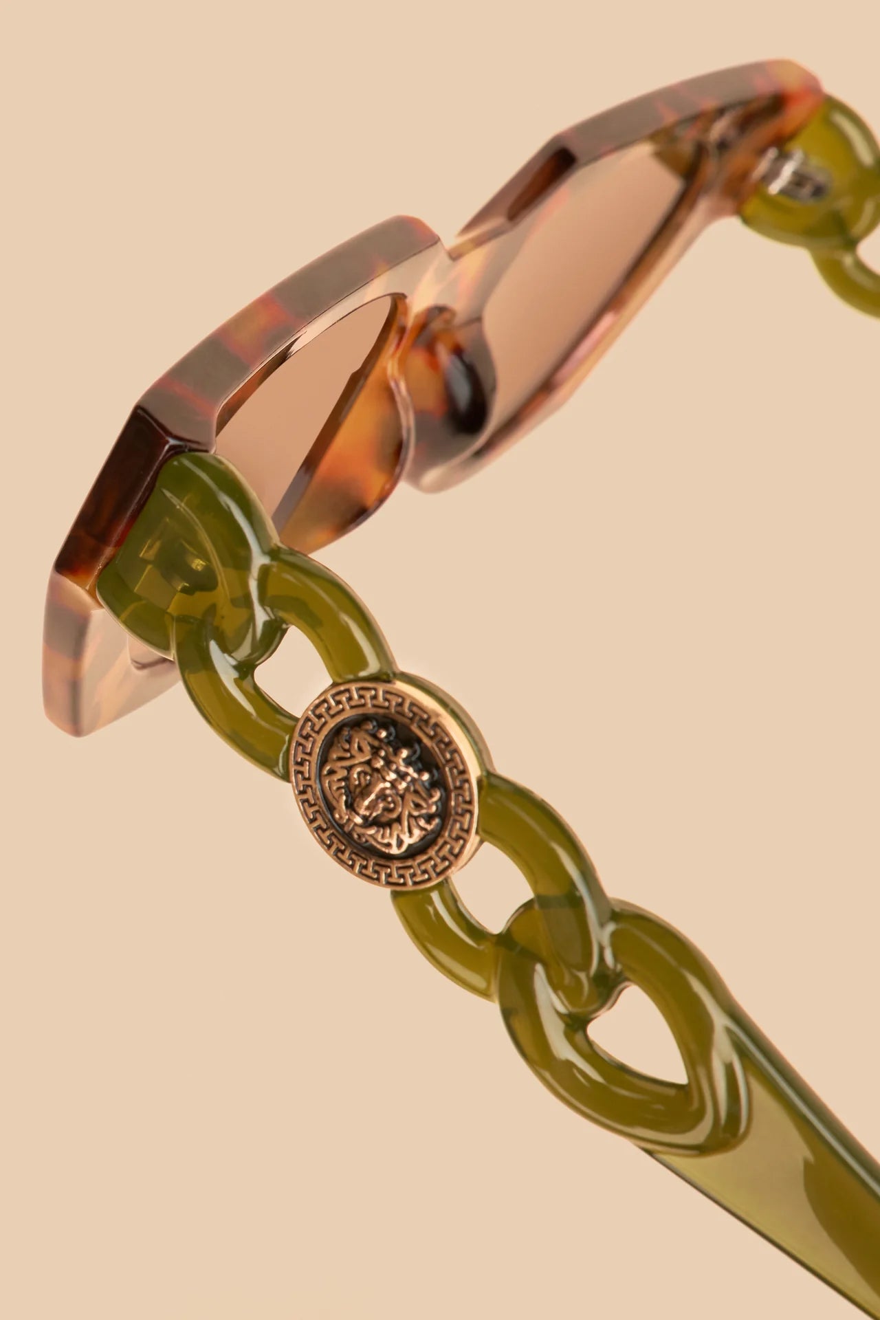Luxe Zelia Tortoiseshell & Olive Sunglasses by The Nook