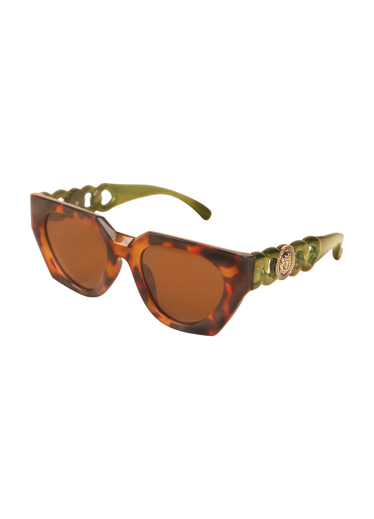 Luxe Zelia Tortoiseshell & Olive Sunglasses by The Nook