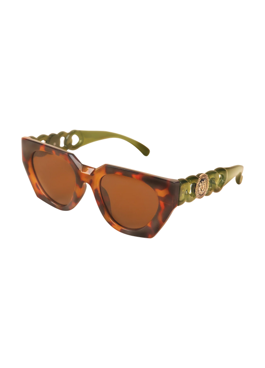 Luxe Zelia Tortoiseshell & Olive Sunglasses by The Nook