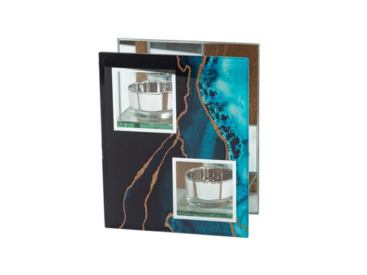 electric blue 2 candle holder