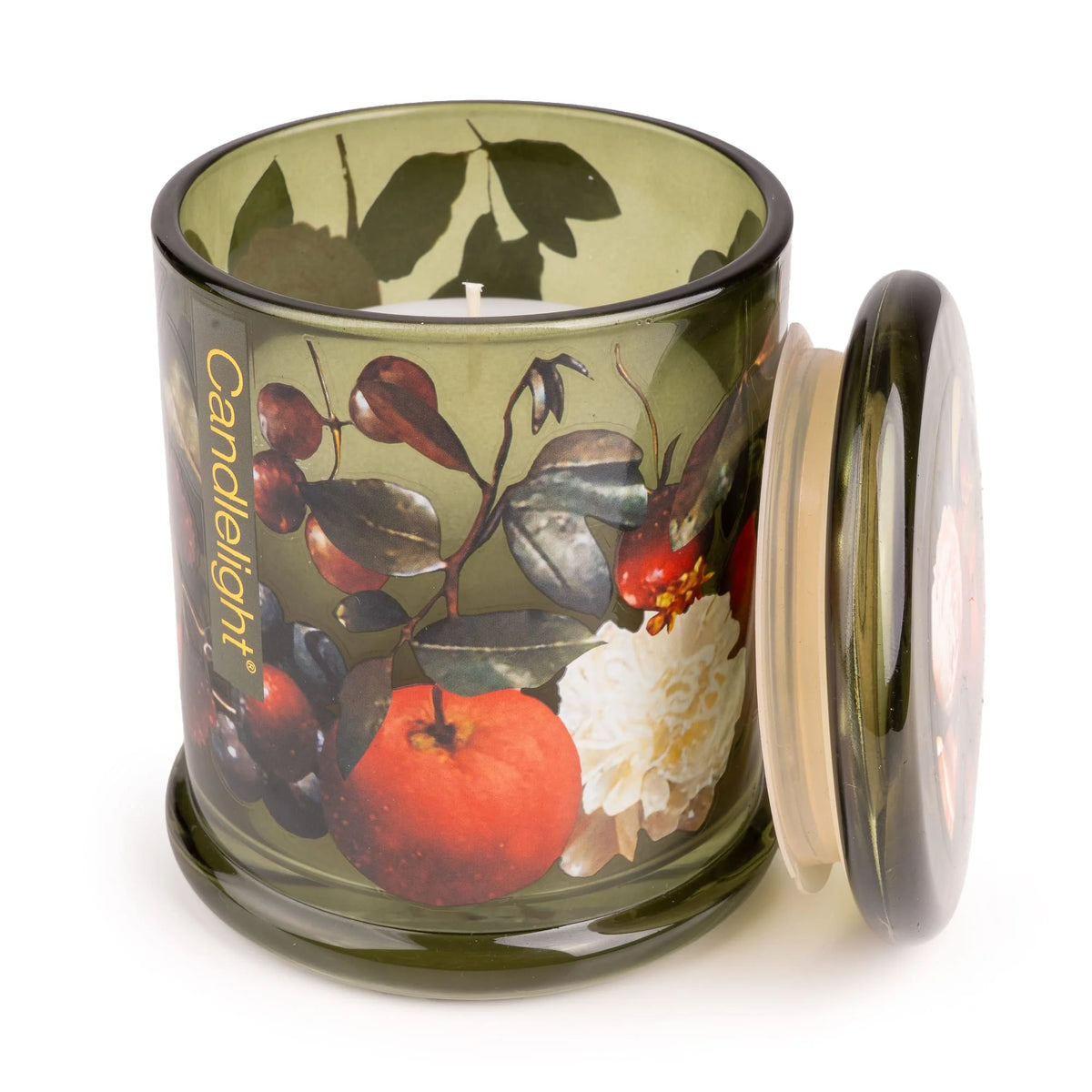 LARGE GLASS LIDDED JAR FLORA & FAUNA FRUIT