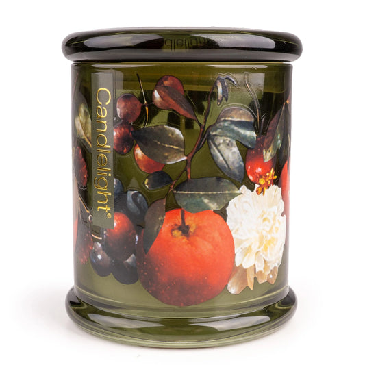LARGE GLASS LIDDED JAR FLORA & FAUNA FRUIT