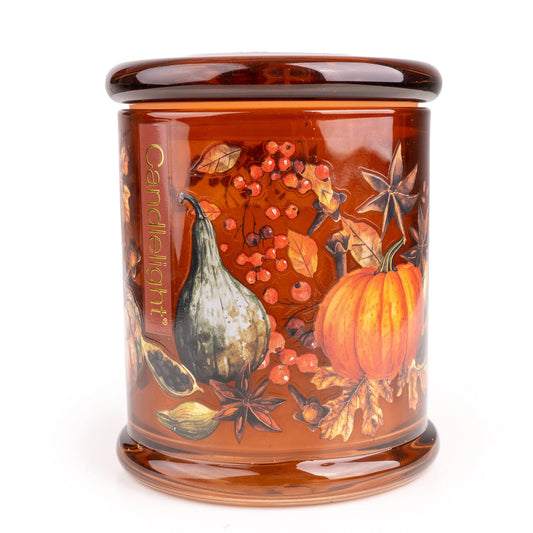 LARGE GLASS LIDDED JAR FLORA & FAUNA PUMKIN