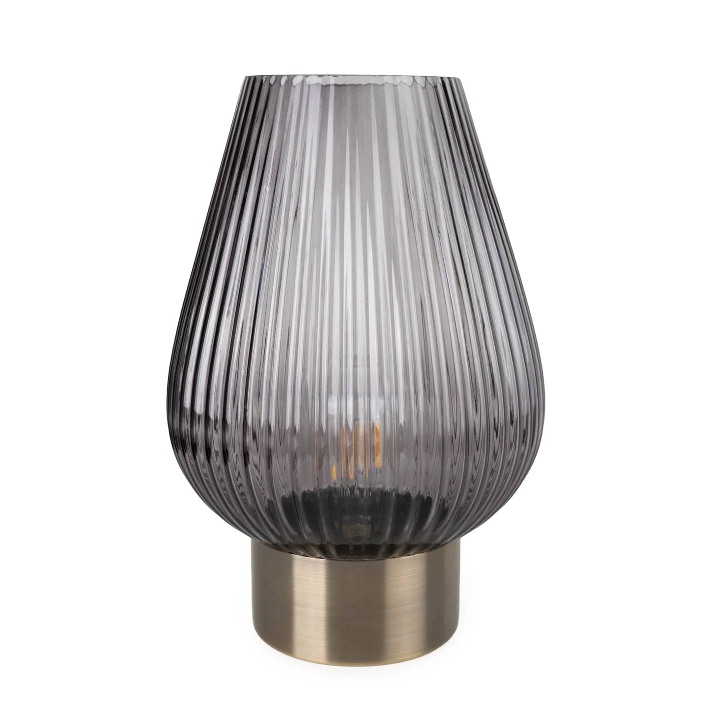 Footed Ridged LED Glass Tulip Lamp by Candlelight