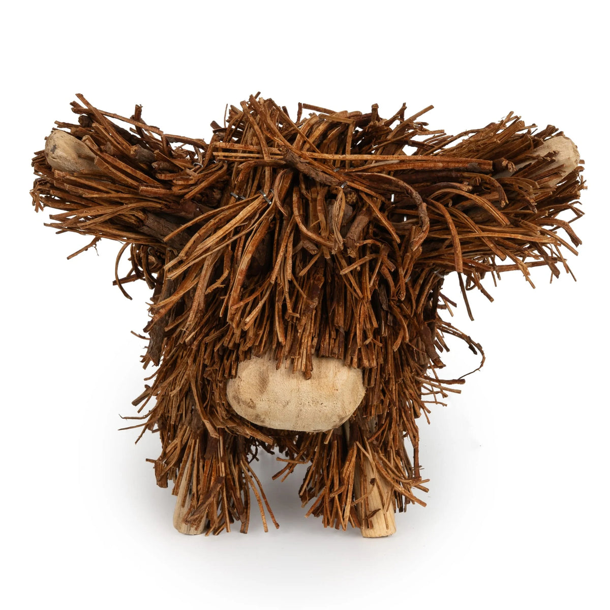 20CM RATTAN TWIG HIGHLAND COW ORNAMENT