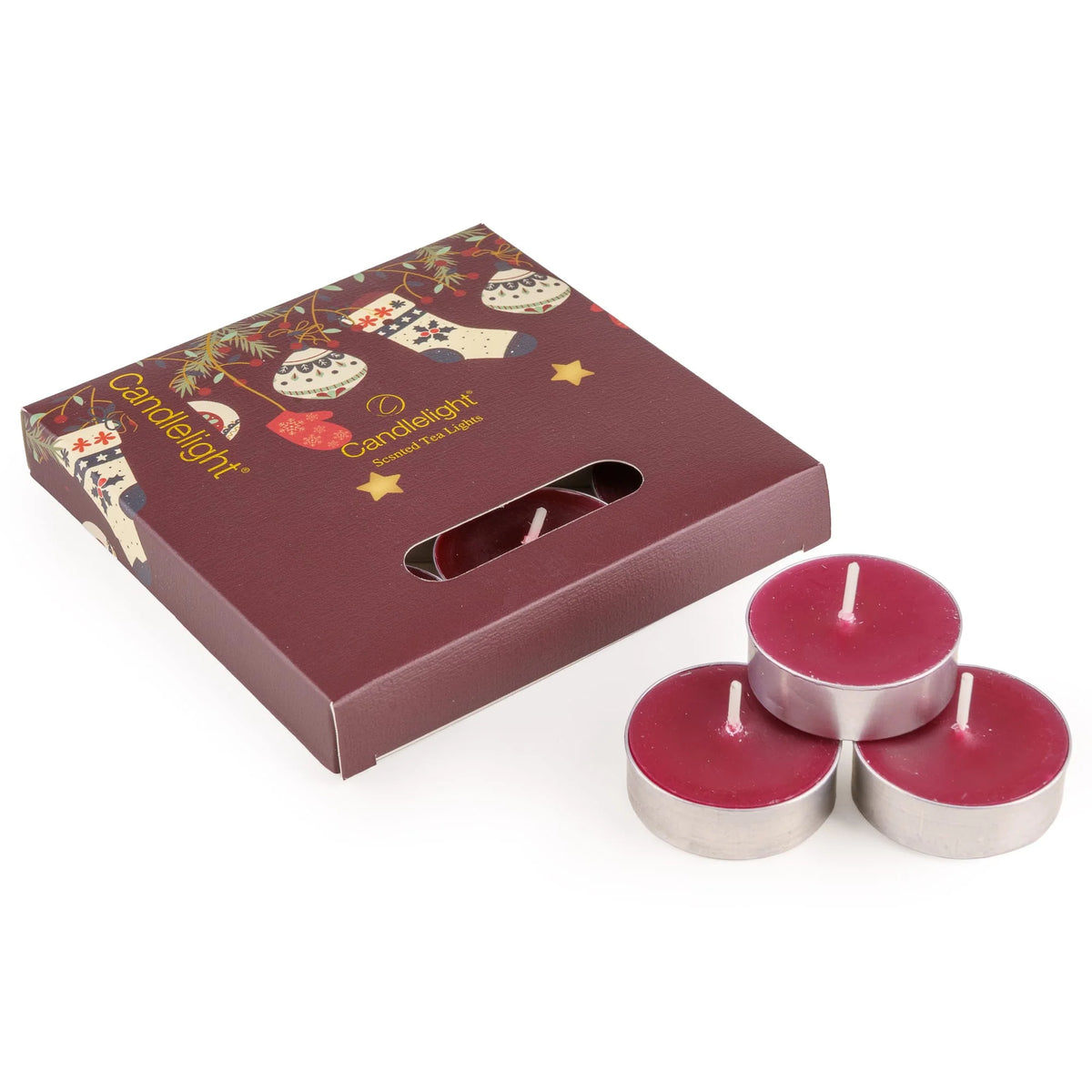 Red Stockings & Baubles Set of 9 Tealights