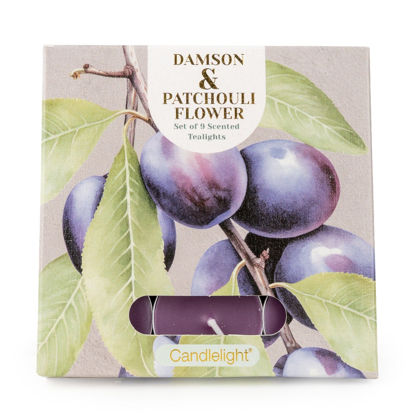 Damson & Patchouli Set of 9 Scented Tealights  by Candlelight