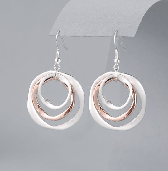 Two Tone Multi Circle Drop Earrings by The Nook