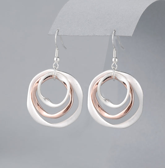 Two Tone Multi Circle Drop Earrings by The Nook