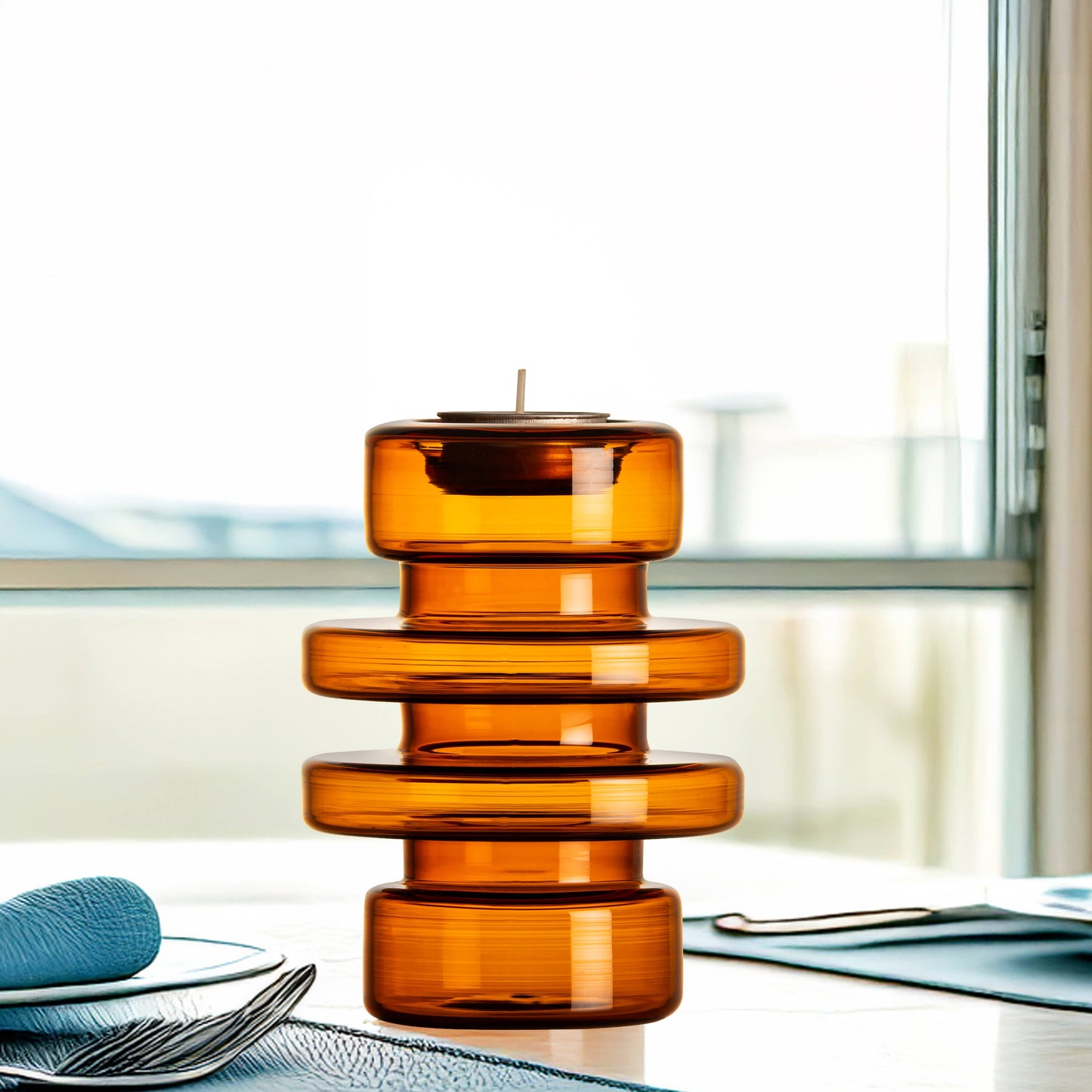 Boro Tea Light Holder Medium Teal