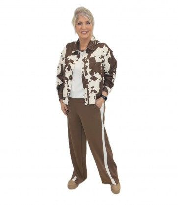 Mock Suede Cow Print Western Jacket with Poppers by The Nook