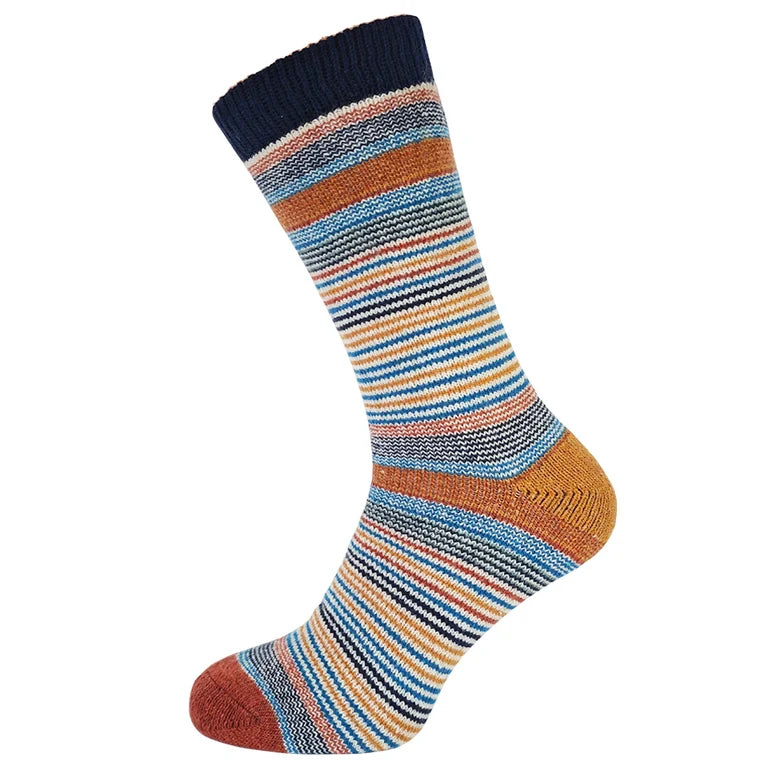 Orange Heeled Striped Wool Blend Socks size 8-12 - The Nook
