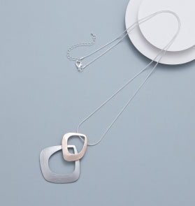 Double Freeform Two Tone Long Necklace by The Nook