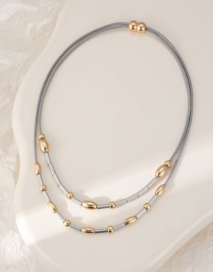 Double Two Tone Strand Short Necklace by The Nook