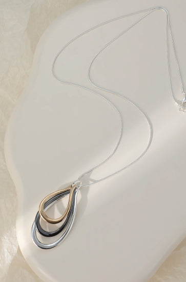 Long Necklace with Tri Colour Teardrops by The Nook