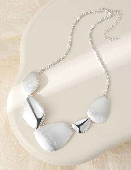 Matt & Polished Pebble Shapes Necklace by The Nook