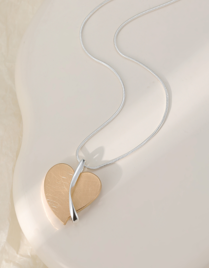 Heart Necklace with Snake Chain by The Nook