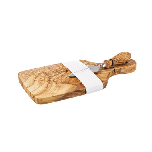 Olive Wood Cheese Board & Knife Set by The Just Slate Company