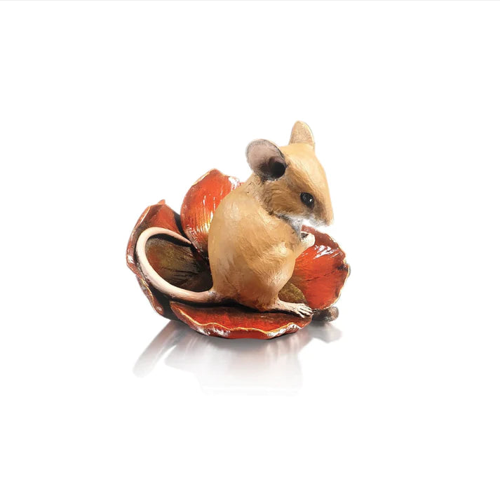 Mouse with Poppy Resin Bronze Sculpture by Richard Cooper Studios