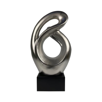 Matte Silver Abstract Sculpture 69cm