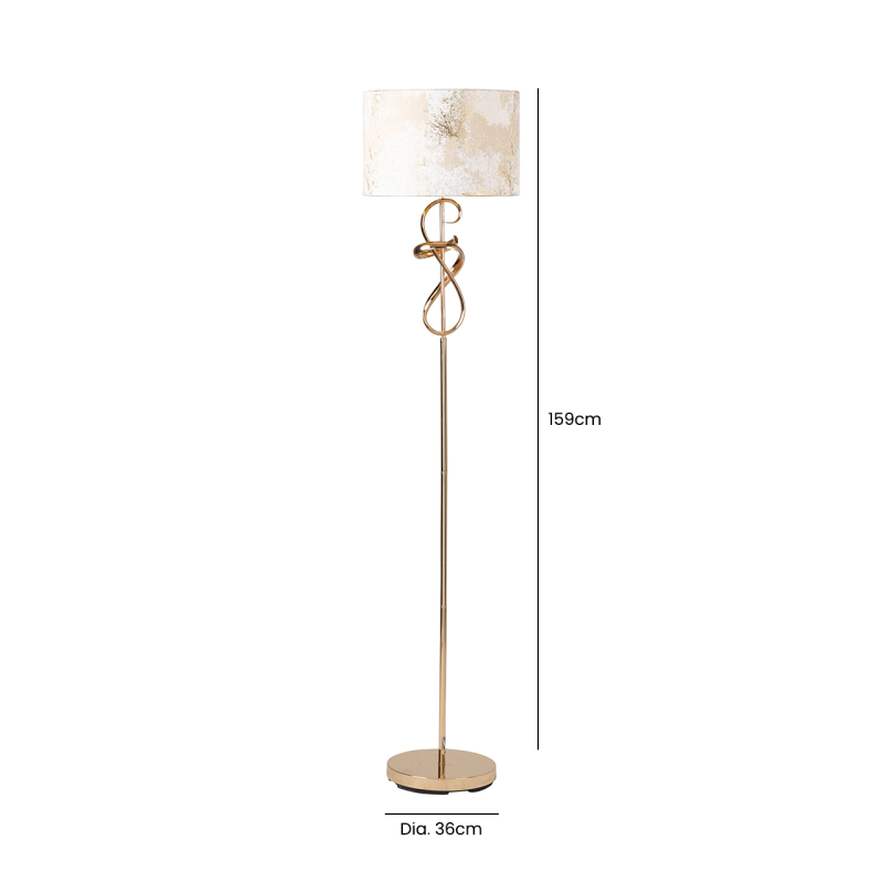 Gold Swirl Floor Lamp 2T Ivory Linen Shade Gold inside