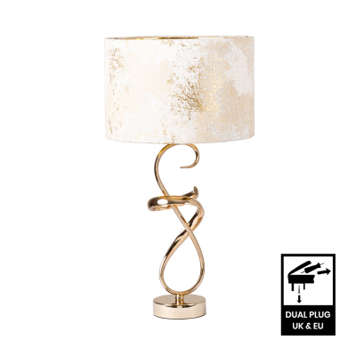 Gold Swirl Table Lamp with Ivory Linen Shade by CIMC