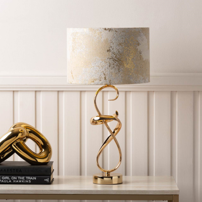 Gold Swirl Table Lamp with Ivory Linen Shade by CIMC