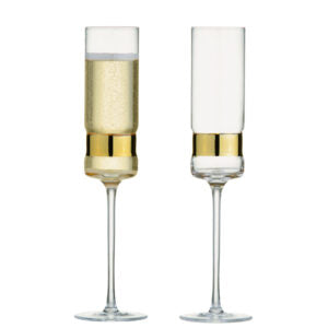 Soho Champagne Flutes Gold Set of 2 by The DRH Collection