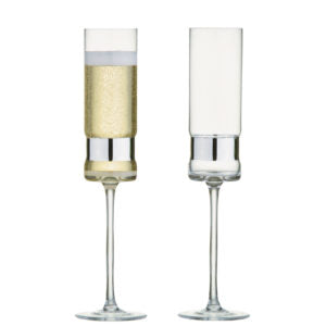 Soho Champagne Flutes Silver Set of 2 by The DRH Collection