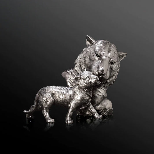 Tiger Mother & Baby Sculpture by Richard Cooper Studios