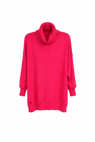 Neon Pink Oversize Roll Neck Jumper