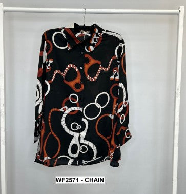 Chain Printed Chiffon Shirt - The Nook