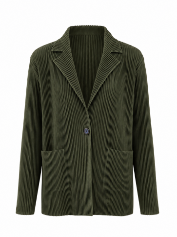 Ribbed Pleat Blazer with Pockets