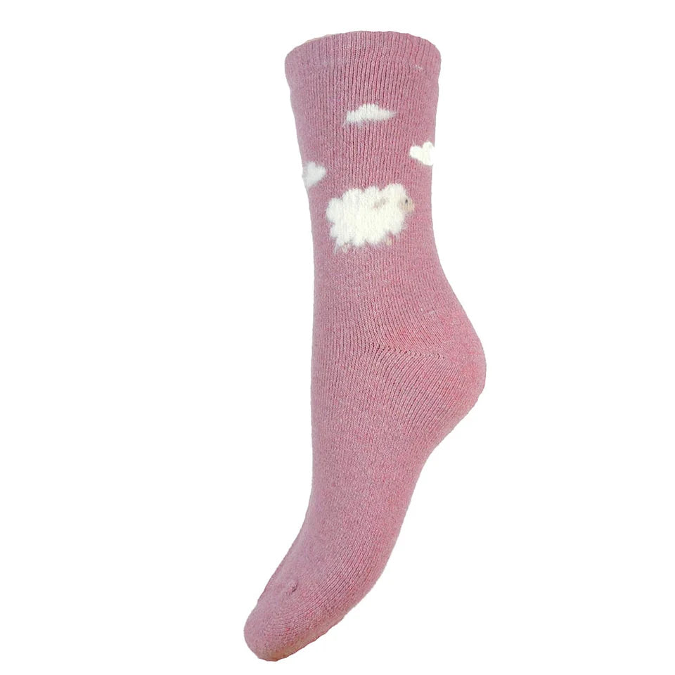 Fluffy Sheep & Clouds Wool Blend socks size 4-7 - The Nook